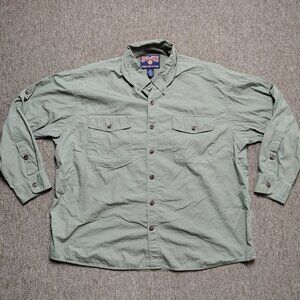 DULUTH TRADING CO Shirt Men 2XL Green Field Long Sleeve Vented Button Up